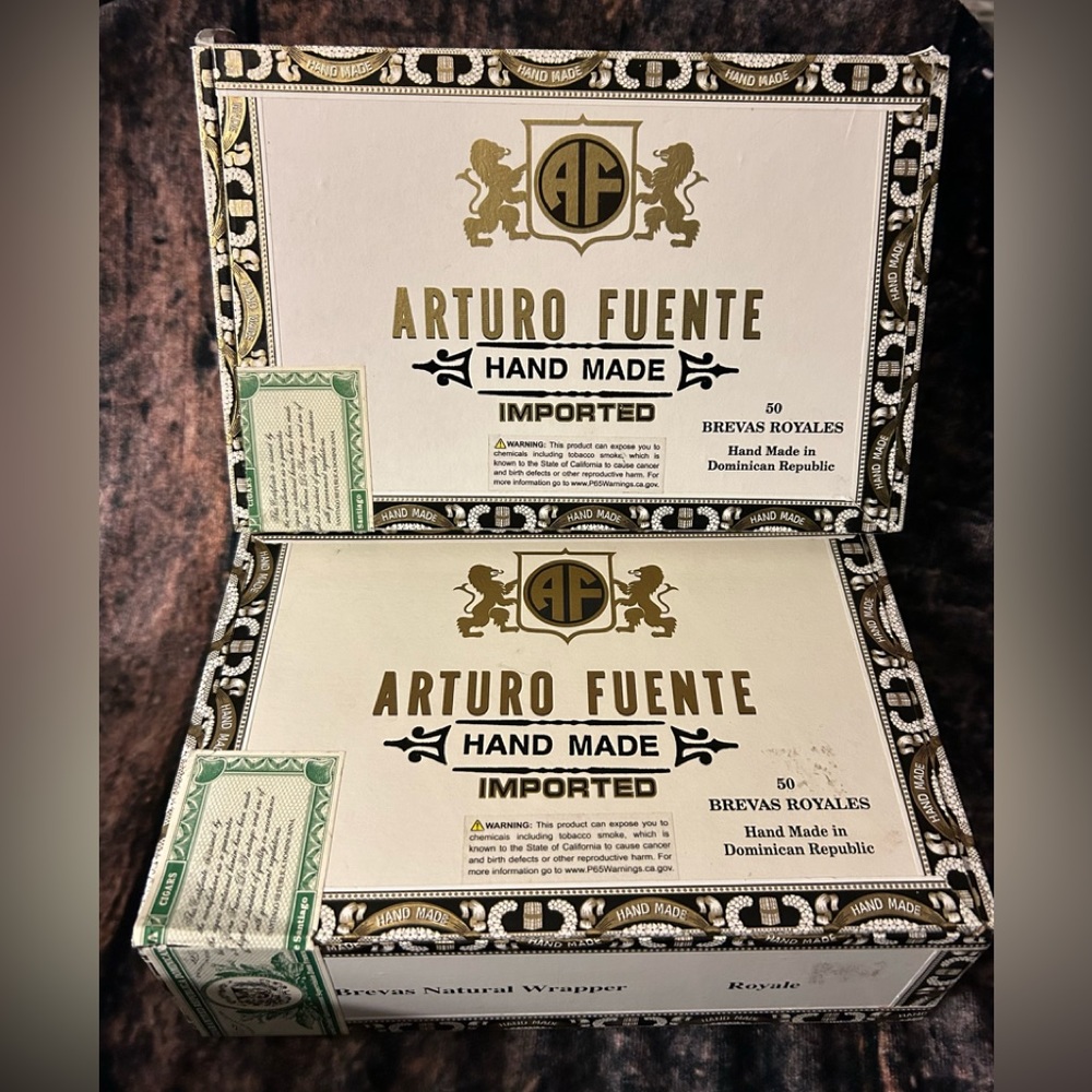 Arturo Fuente Brevas Royale Empty Wood Cigar Box 8.75" x 5.75" x 3" (Set of 2)